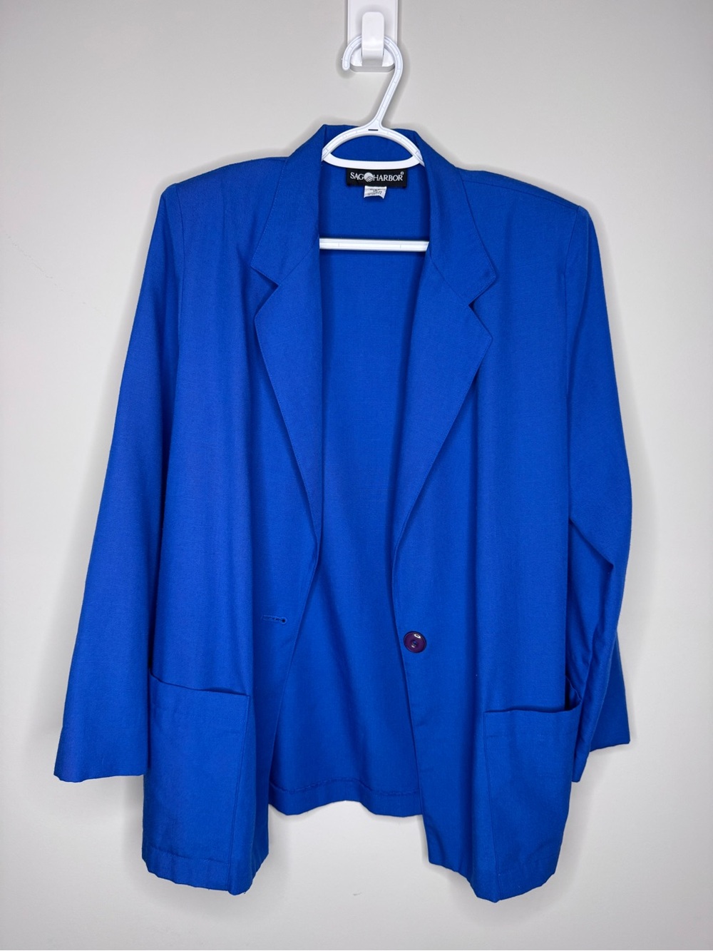 Vtg 80s/90s Women’s Sag Harbor Royal Blue Oversized Slouchy Blazer Sz 12